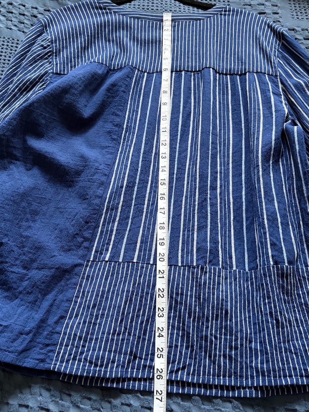 J. Jill Navy and White Striped Patchwork Tunic - Picture 7 of 8